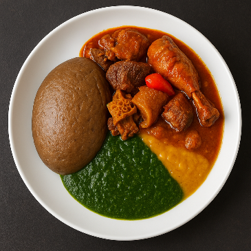 Amala Gbegiri – Ewedu – Sauce Tomate & Viandes